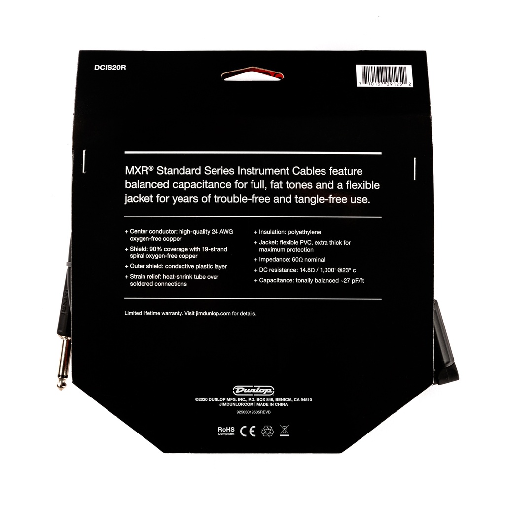 MXR Instrument Cable, Right Angle 20 Ft