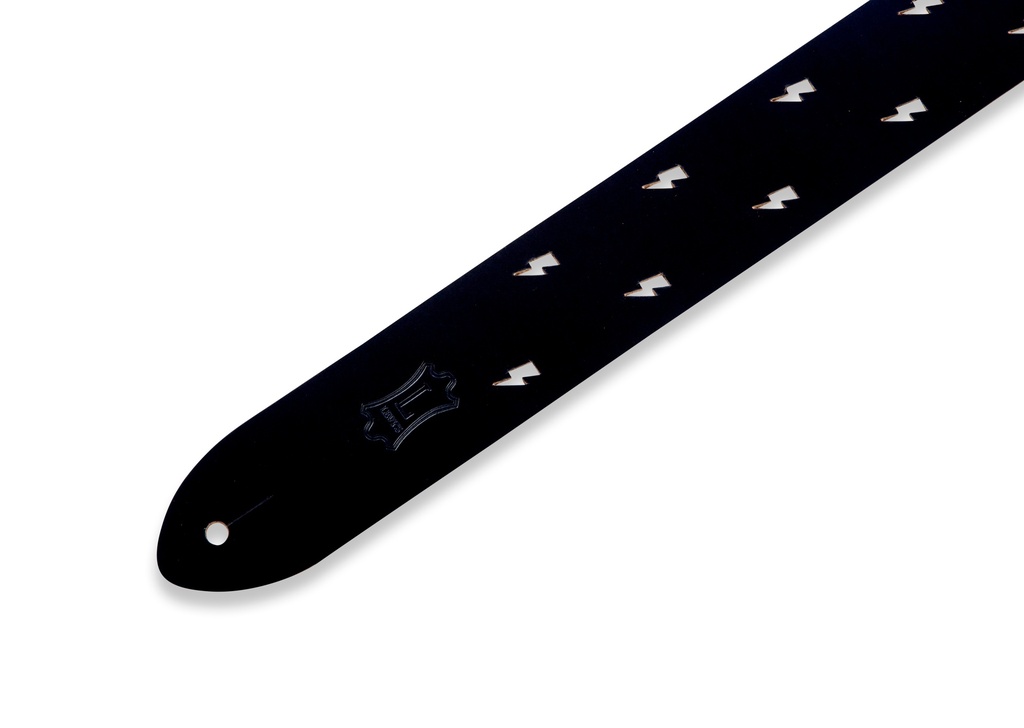 Levy's M12LBC-BLK 2" Wide Black Chrome-tan Leather Guitar Strap