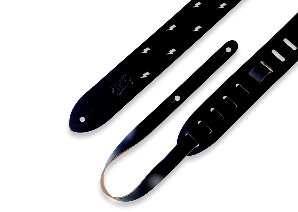 Levy's M12LBC-BLK 2" Wide Black Chrome-tan Leather Guitar Strap