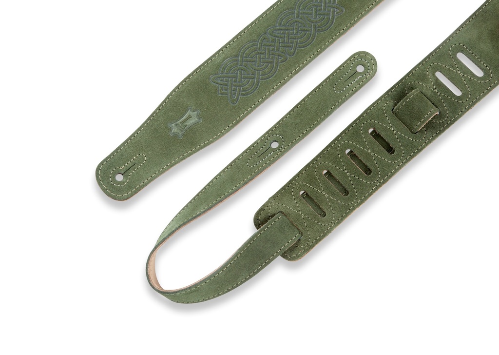 Levy's MS26CK-GRN 2 1/2" Wide Green Suede Leather Guitar Strap