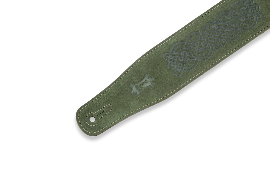 Levy's MS26CK-GRN 2 1/2" Wide Green Suede Leather Guitar Strap