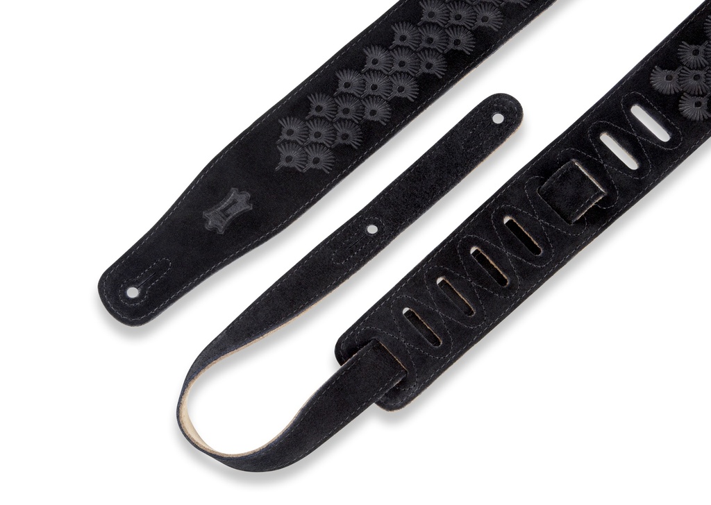 Levy's MS26DE-BLK 2 1/2" Wide Brown Suede Leather Guitar strap