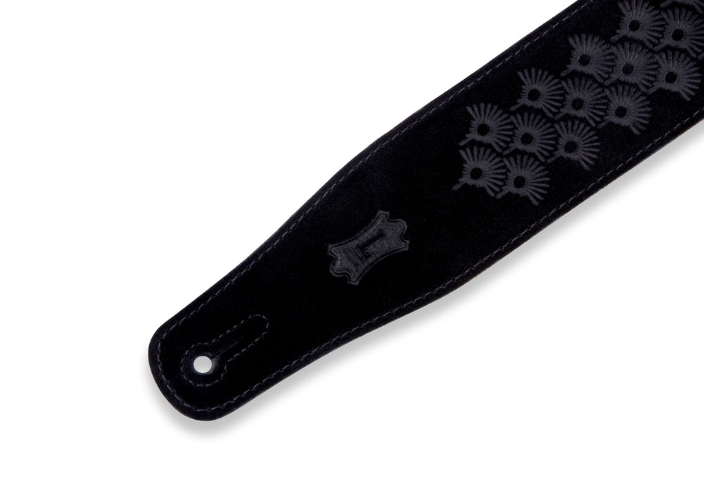 Levy's MS26DE-BLK 2 1/2" Wide Brown Suede Leather Guitar strap
