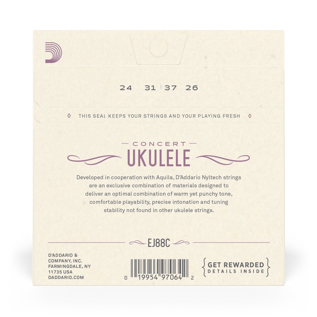 D'Addario EJ88C Nyltech Ukulele Strings, Concert