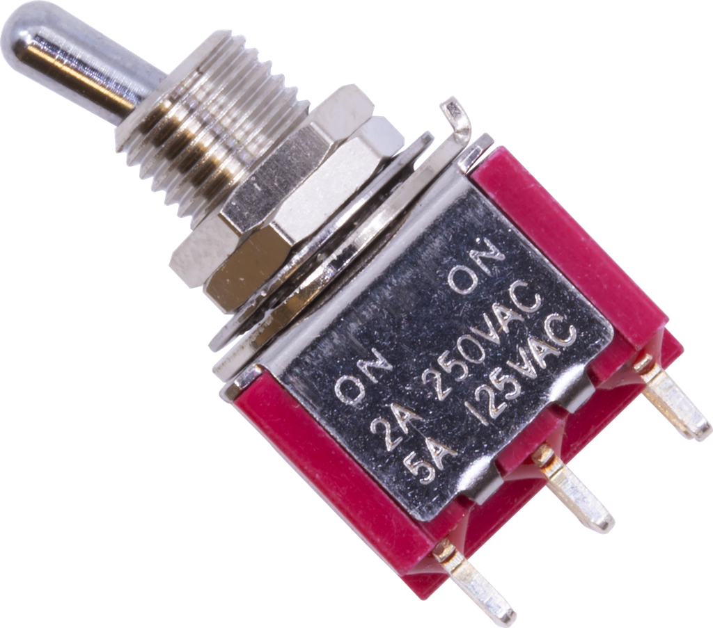 Carling Mini Toggle Switch, DPDT, 2 Position, Solder Lugs, Short Bat