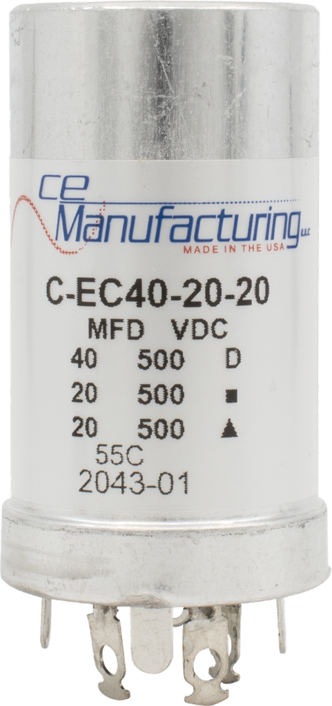 CE Manufacturing Multi Section Can Capacitor, 500V, 40/20/20 μF