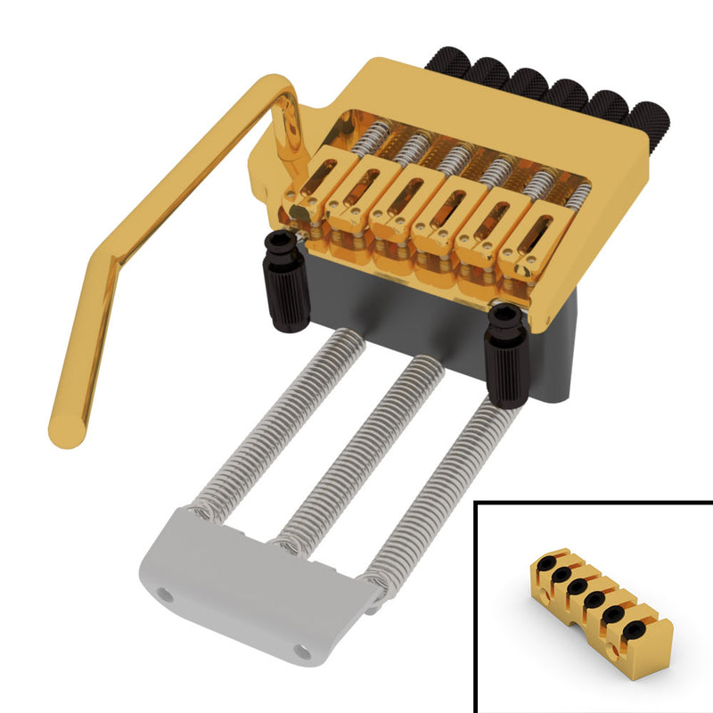 Hipshot 6 String Headless Guitar Tremolo System w/ Low Pro Headpiece, Gold