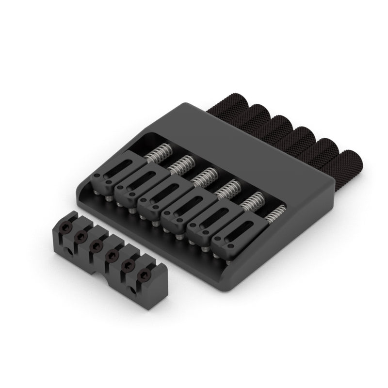Hipshot 6 String Headless Guitar Fixed Bridge, Black W/ Lowpro™ Headpiece