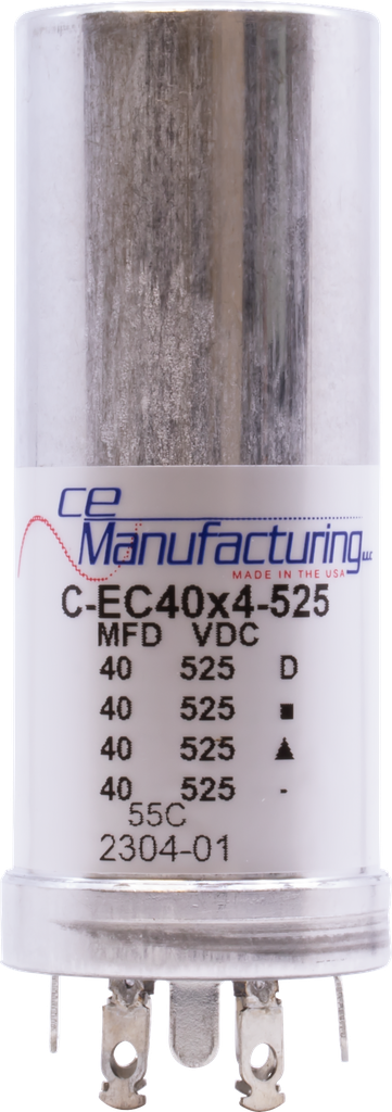CE Mfg., 40/40/40/40µF, 525VDC, Electrolytic Capacitor