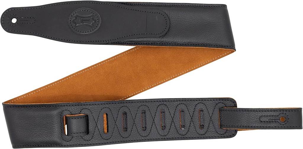Levy's 2.5" Cirro Series Padded Garment Leather Black & Honey Guitar Strap