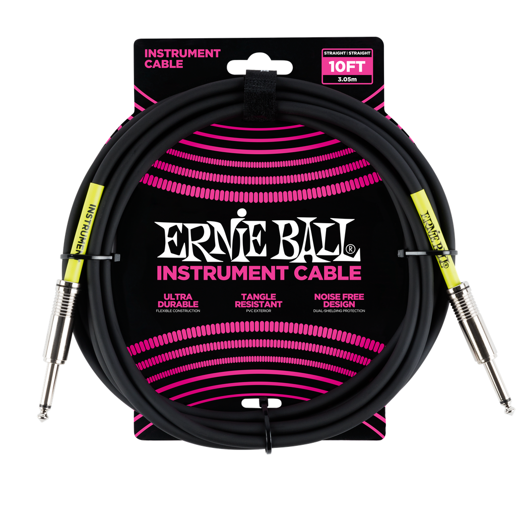 Ernie Ball 10' Straight / Straight Instrument Cable - Black