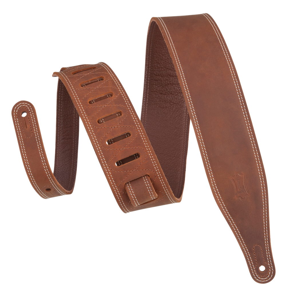 Levy's M17BDS Like Butter Series Double Stitched Guitar Strap, Brown
