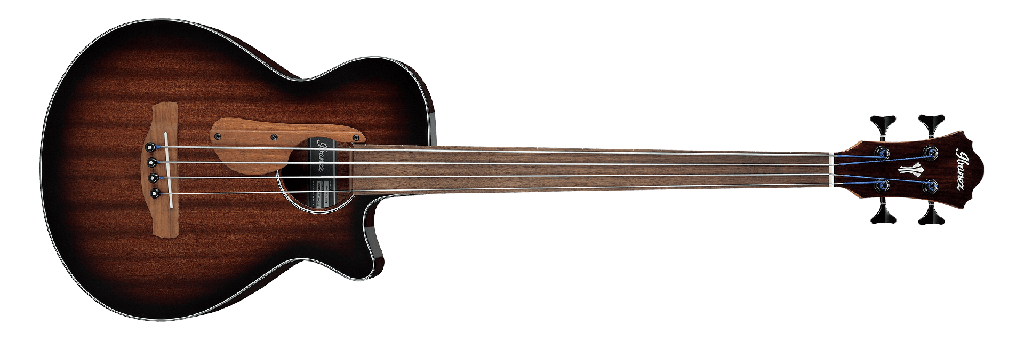 Ibanez AEGB24FE Fretless Acoustic Electric Bass, Mahogany Sunburst High Gloss