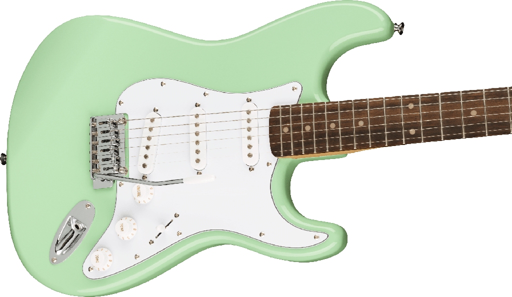 Squier FSR Affinity Series Stratocaster, Laurel Fingerboard, White Pickguard, Surf Green
