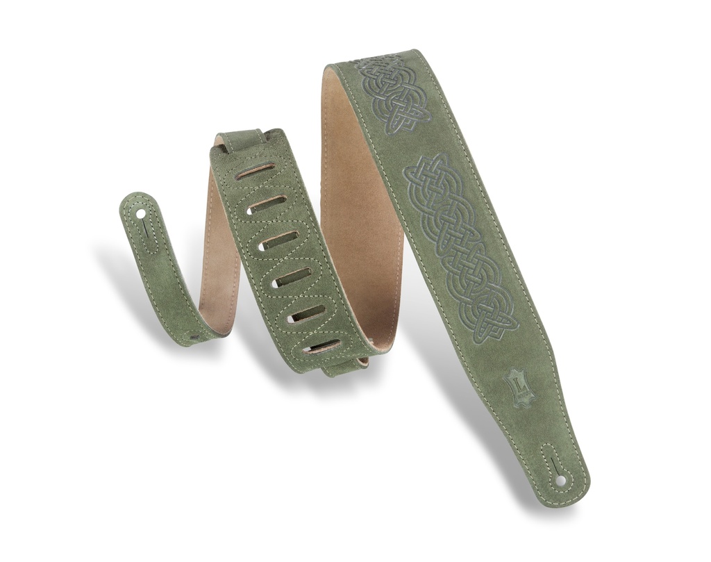 Levy's MS26CK-GRN 2 1/2" Wide Green Suede Leather Guitar Strap