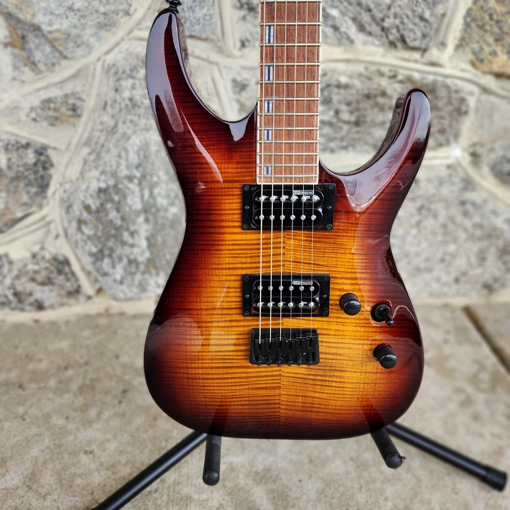 ESP Ltd H-200, Flame Maple, Dark Brown Sunburst
