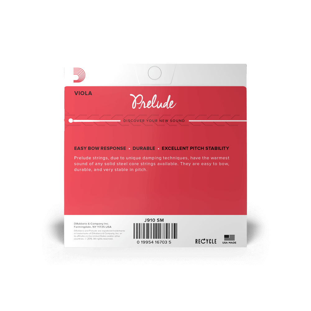 D'Addario Prelude Viola String Set, Short Scale, Medium Tension