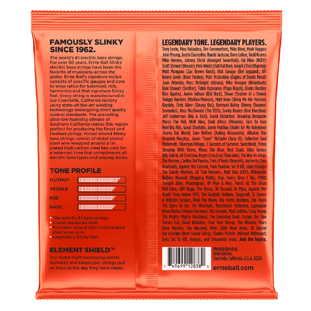 Ernie Ball Slinky Long Scale 6-String Nickel Wound Electric Bass Strings - 32-130 Gauge