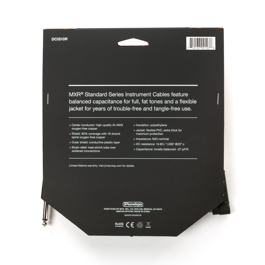 MXR Instrument Cable, Right Angle 10 Ft