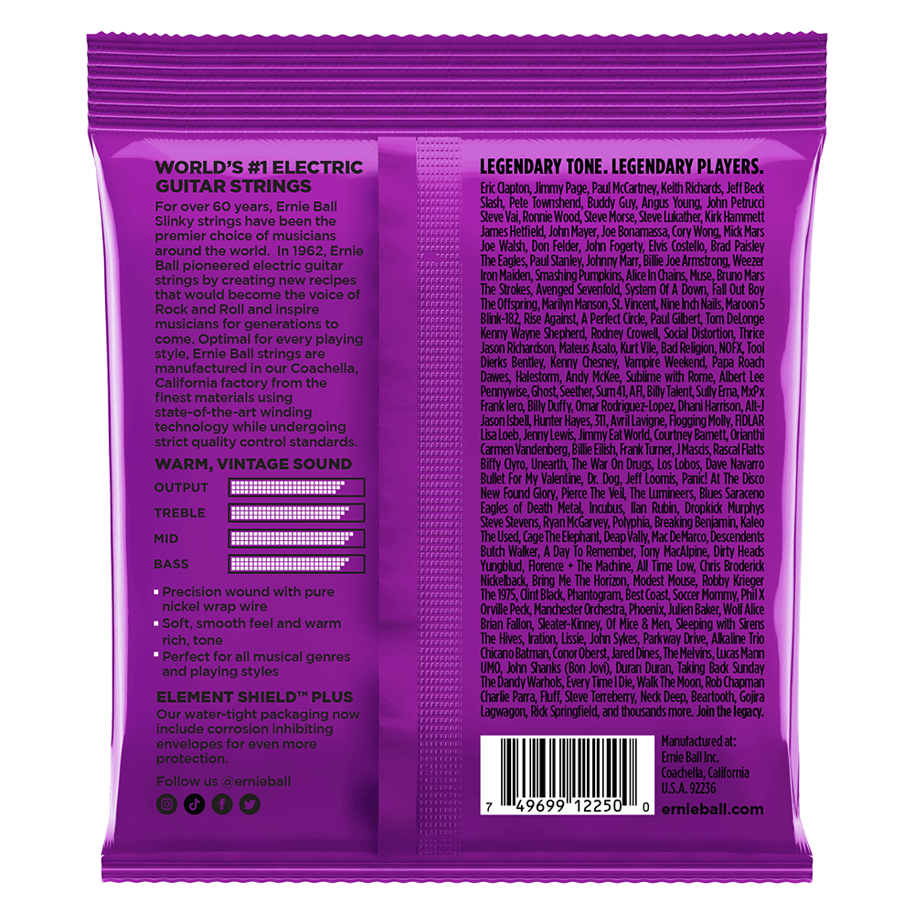 Ernie Ball Power Slinky Classic Rock n Roll Pure Nickel Wrap Electric Guitar Strings - 11-48 Gauge