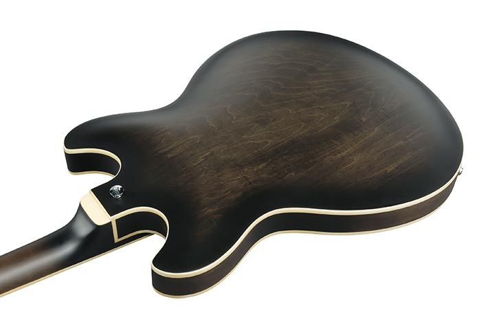 Ibanez Artcore AS53 Semi-Hollow Electric Guitar, Transparent Black Flat