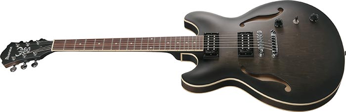 Ibanez Artcore AS53 Semi-Hollow Electric Guitar, Transparent Black Flat
