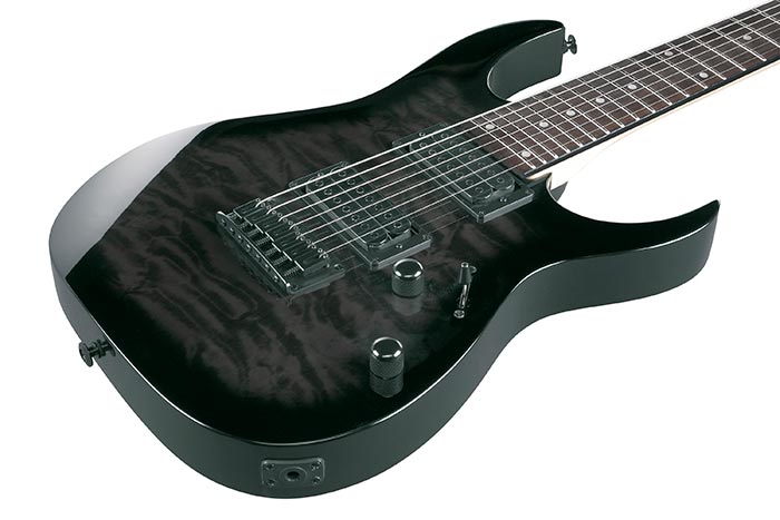 Ibanez Gio GRG7221QA 7-String Electric Guitar, Transparent Black Sunburst