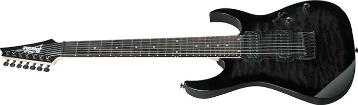 Ibanez Gio GRG7221QA 7-String Electric Guitar, Transparent Black Sunburst