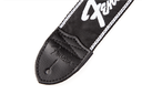 Fender Running Logo Strap, Black/White Logo, 2"