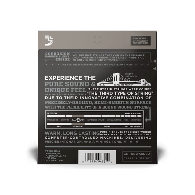 D'Addario 50-105 Medium, Long Scale, XL Half Rounds Bass Strings