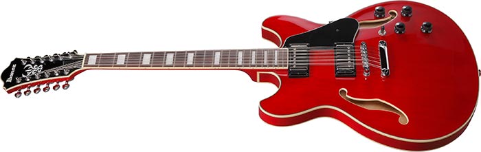 Ibanez Artcore AS7312 12-String Semi-Hollow Electric Guitar, Transparent Cherry Red