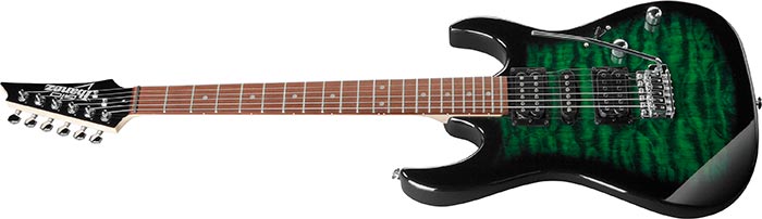 Ibanez Gio GRX70QA Electric Guitar, Transparent Emerald Burst