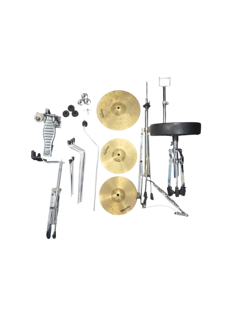 Mendini by Cecilio Junior Drum Set, 5pc with Hardware, Metallic Black