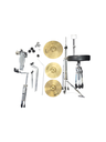 Mendini by Cecilio Junior Drum Set, 5pc with Hardware, Metallic Black