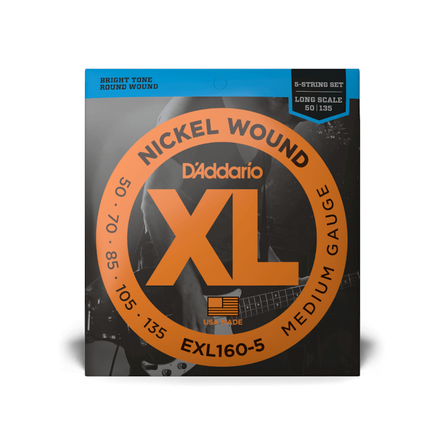 D'Addario EXL160-5 Medium Long Scale 5-String Bass Strings, 50 - 135
