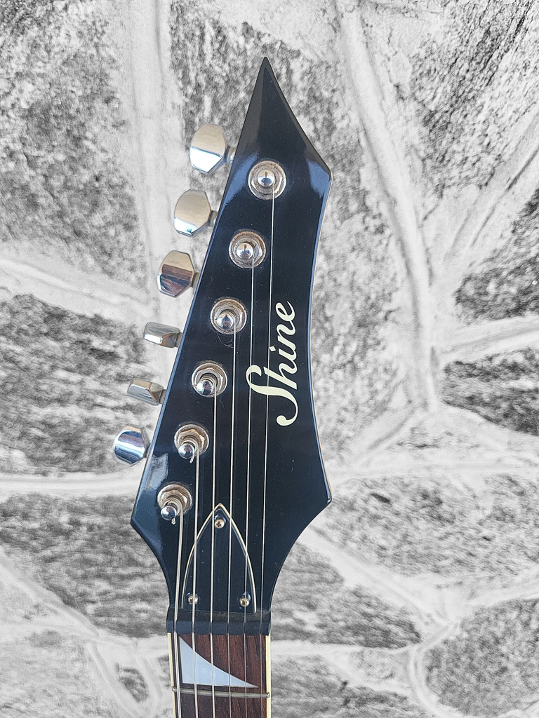 Shine Ibanez Style Electric Guitar, Transparent Red