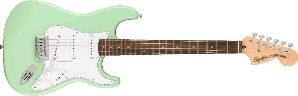 Squier FSR Affinity Series Stratocaster, Laurel Fingerboard, White Pickguard, Surf Green