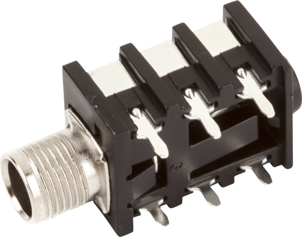 Fender REAN 1/4" Stereo Jack, PC Mount, 6 Pins, Metal Threads