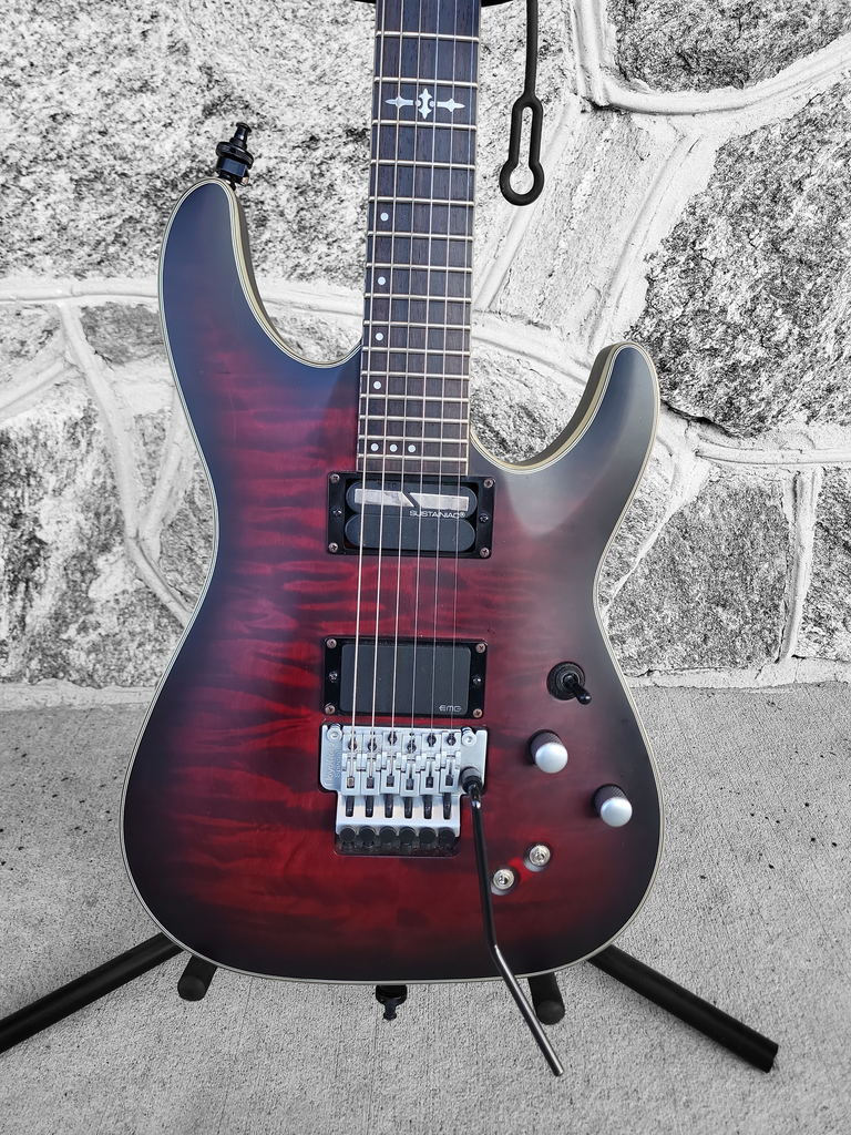 Schecter C-1 Platinum FR S Sustainiac 2017 - 2021 - Crimson Red Burst Satin