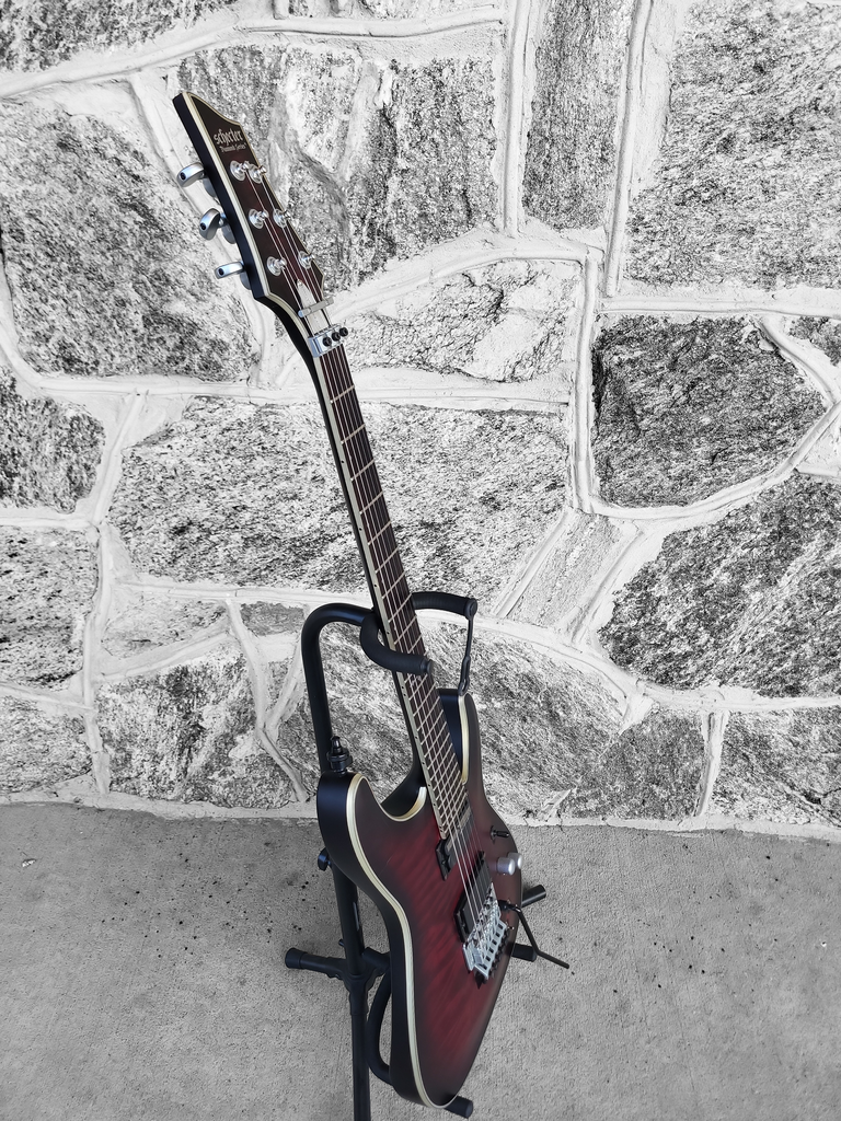 Schecter C-1 Platinum FR S Sustainiac 2017 - 2021 - Crimson Red Burst Satin