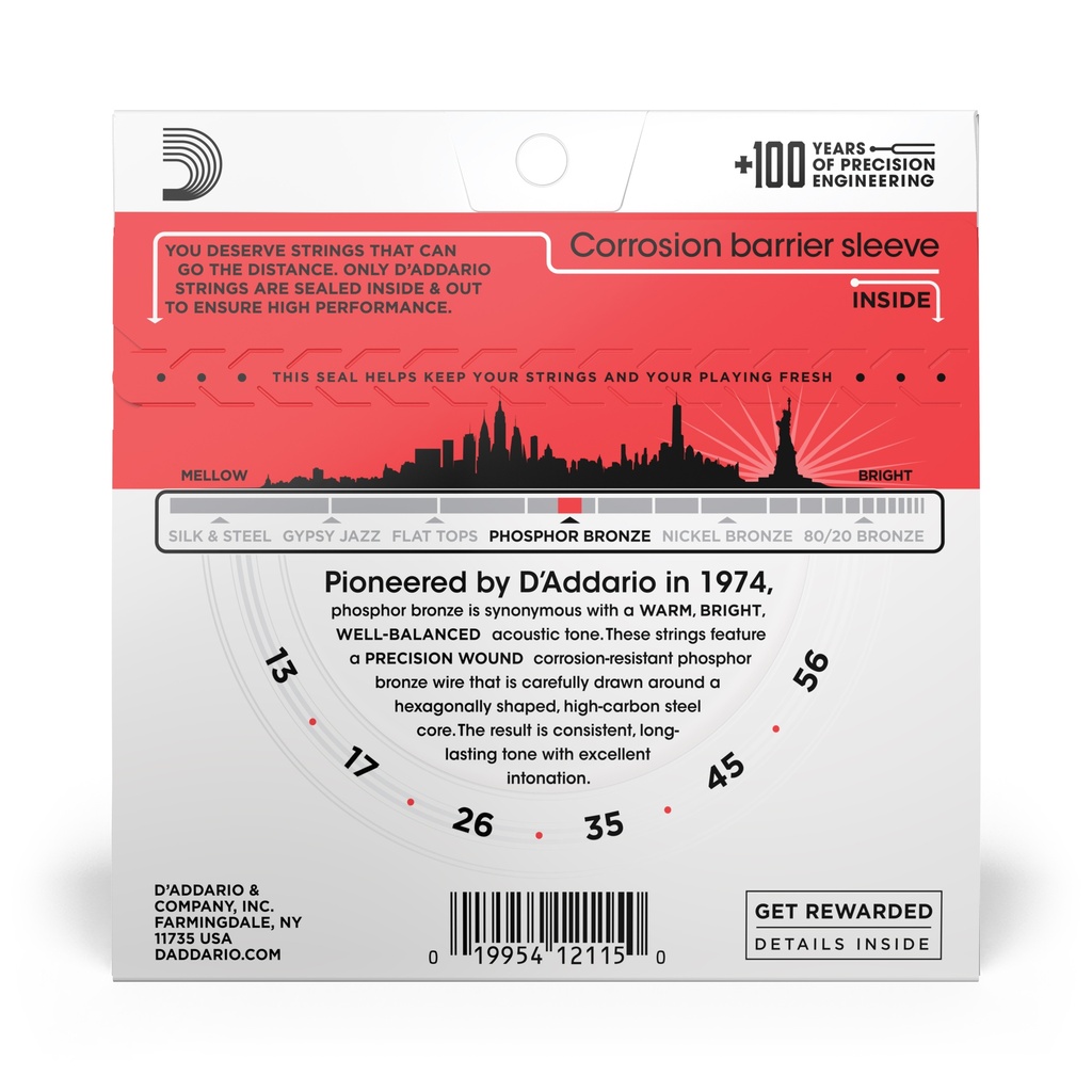 D'Addario Phosphor Bronze Strings, 13-56 Medium, EJ17