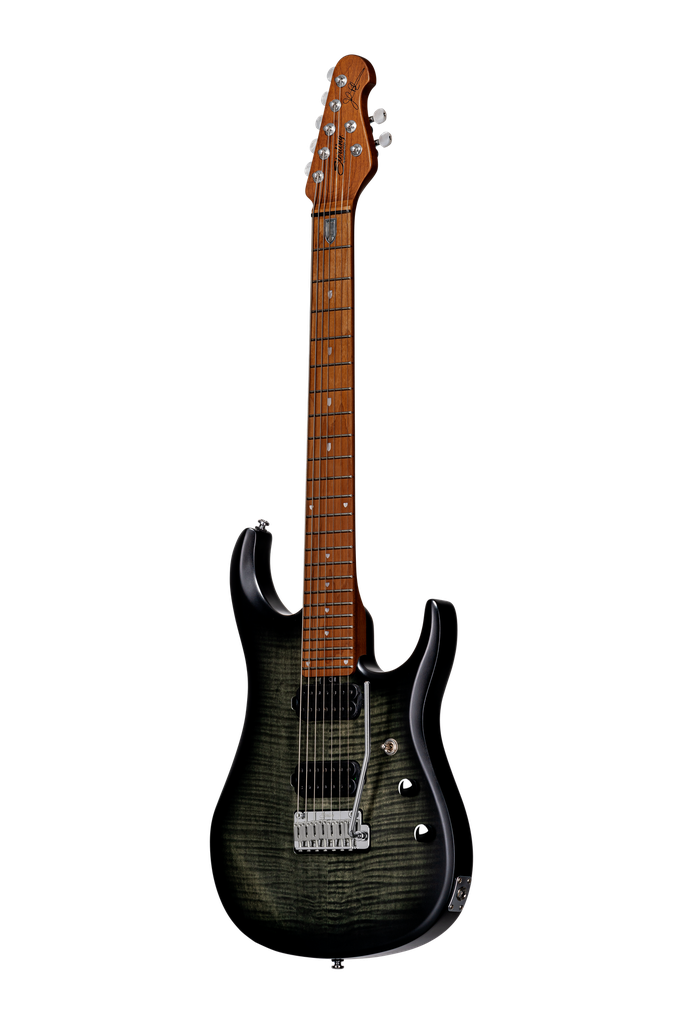 Sterling by Music Man JP157 Flame Maple, Trans Black Satin
