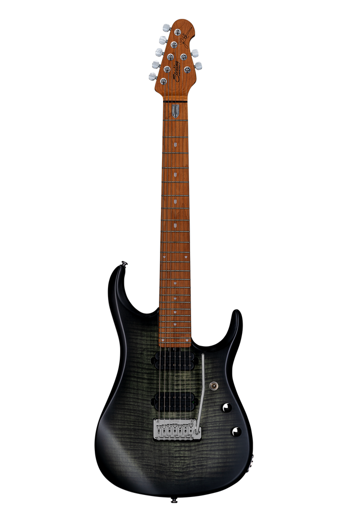 Sterling by Music Man JP157 Flame Maple, Trans Black Satin