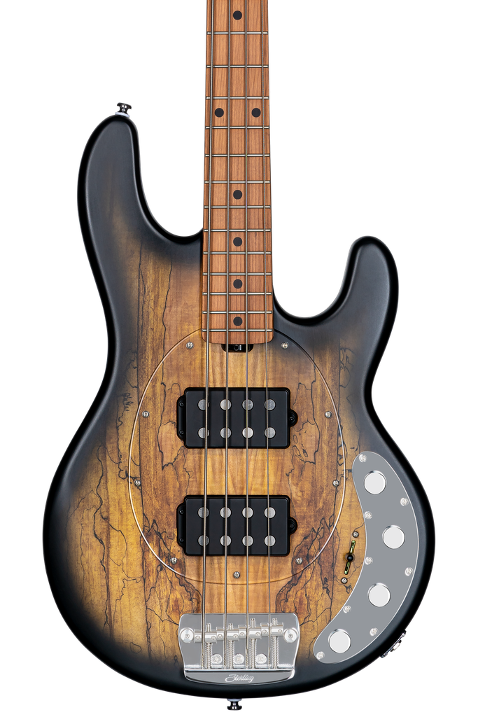 Sterling by Music Man StingRay 5 HH RAY35HH Spalted Maple, Natural Burst Satin