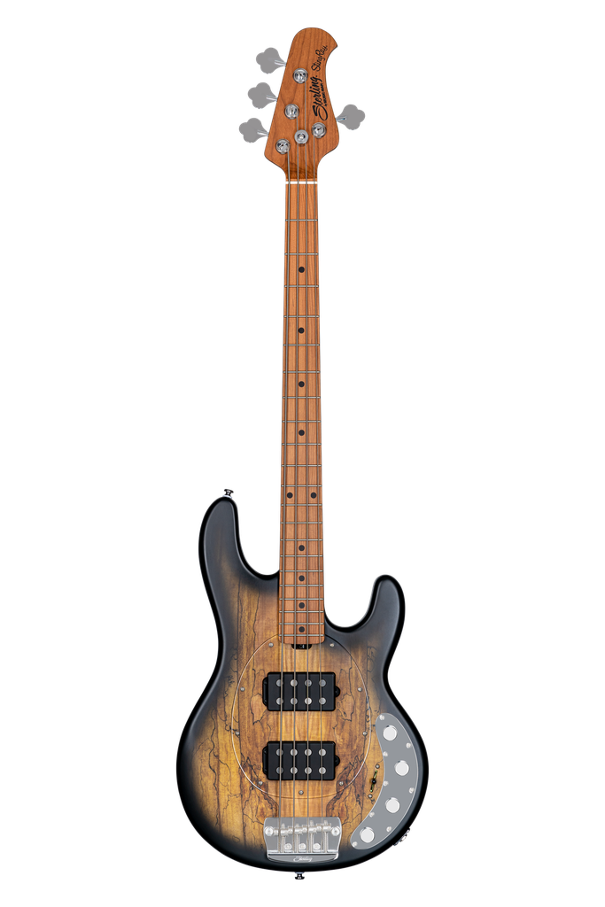 Sterling by Music Man StingRay 5 HH RAY35HH Spalted Maple, Natural Burst Satin