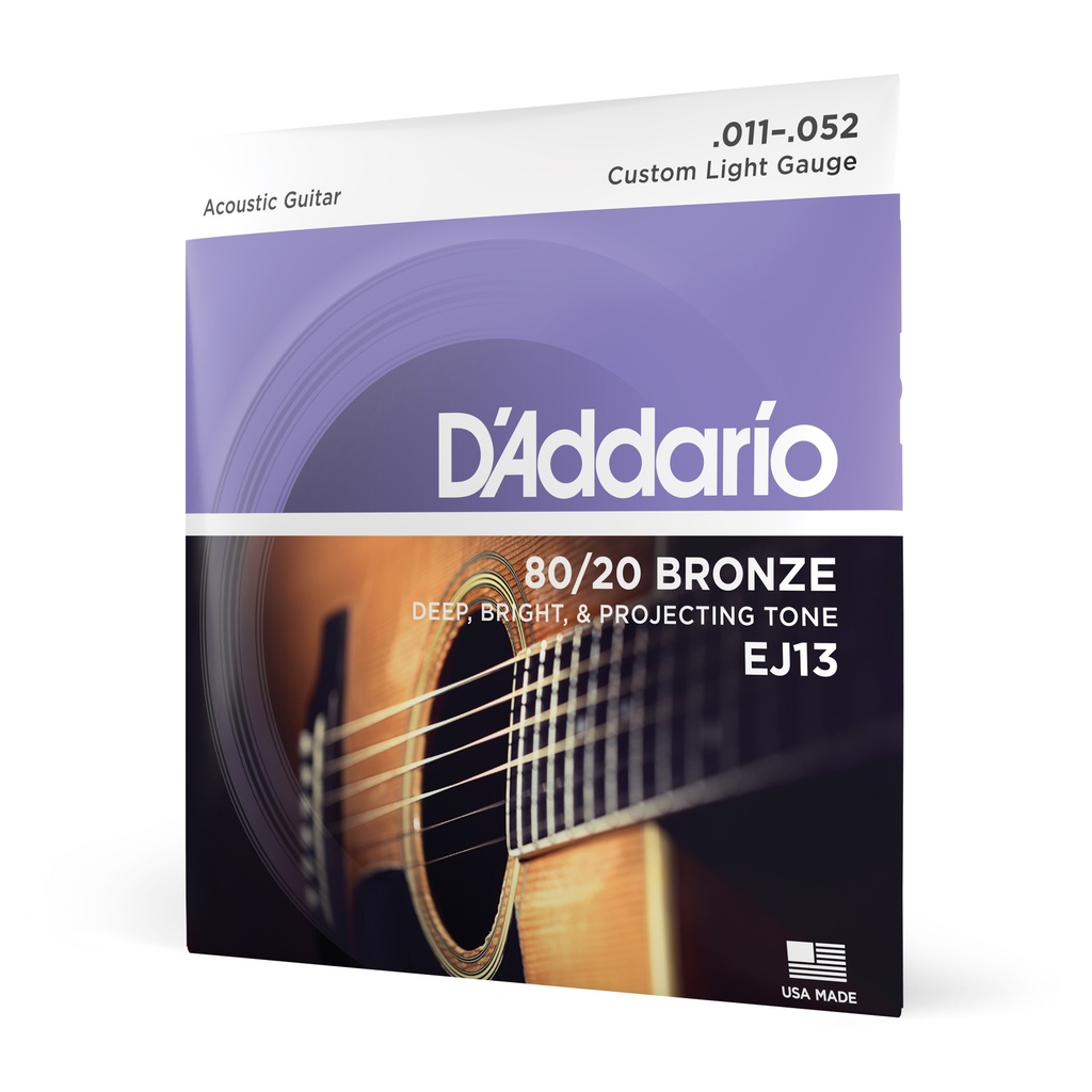 D'Addario 80/20 Bronze Strings, 11-52 Custom Light, EJ13