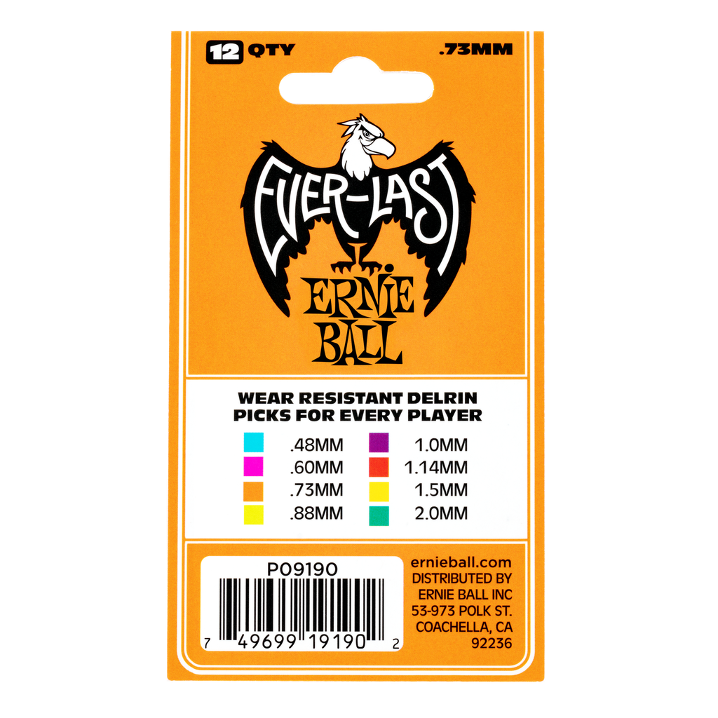 Ernie Ball .73mm Orange Everlast Picks 12-pack  