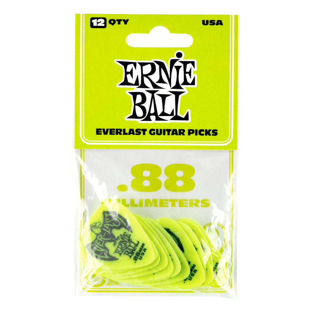 Ernie Ball .88mm Green Everlast Picks 12-pack  