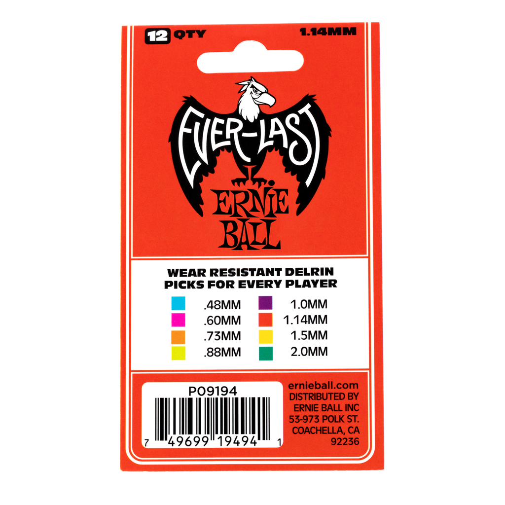 Ernie Ball 1.14mm Red Everlast Picks 12-pack  