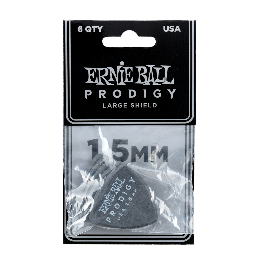 Ernie Ball 1.5mm Black Large Shield Prodigy Picks 6-pack  